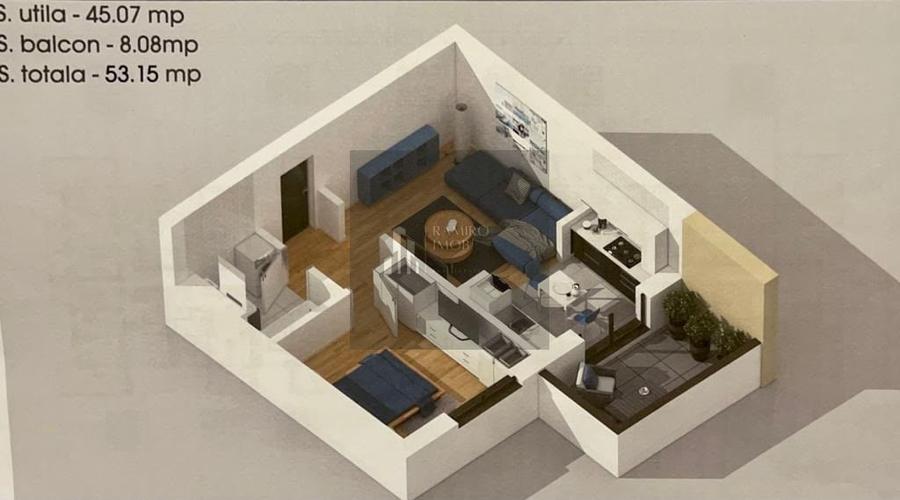 Apartament cu 2 camere semidecomandat, mobilat în Theodor Pallady