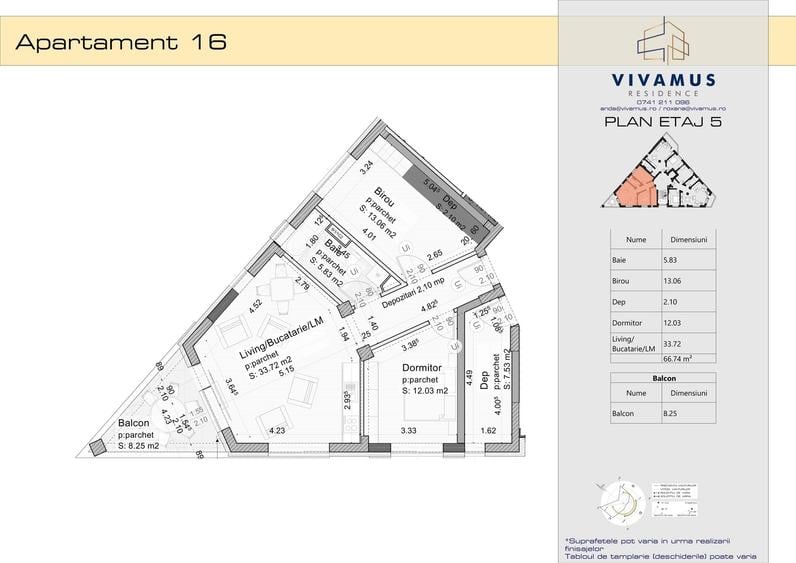Apartament cu 3 camere în 13 Decembrie