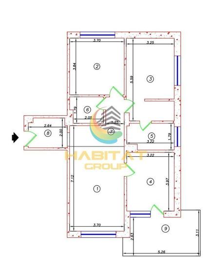 Apartament cu 3 camere în Central