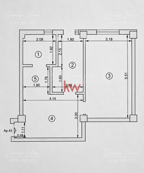 Apartament cu 2 camere decomandat în Valea Lupului