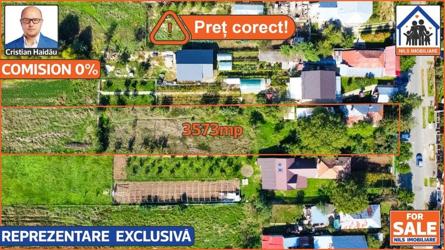 Teren intravilan de 3573 mp, în Est