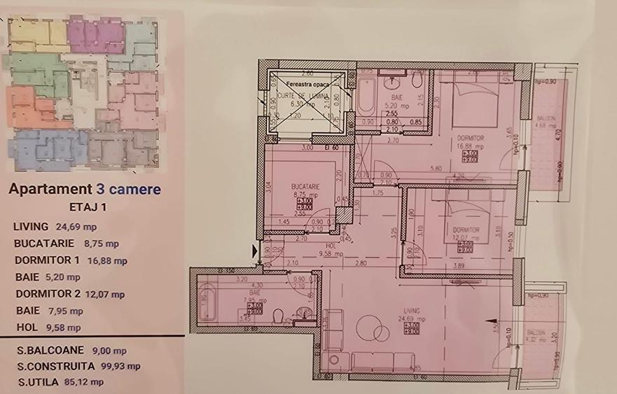 Apartament cu 3 camere în Sisești