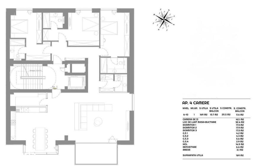 170 mp utili / 4 camere / imobil nou - 12