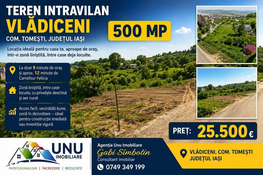 Teren de 500 mp, în Tomești