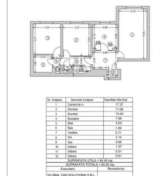 Apartament cu 3 camere decomandat în Rahova