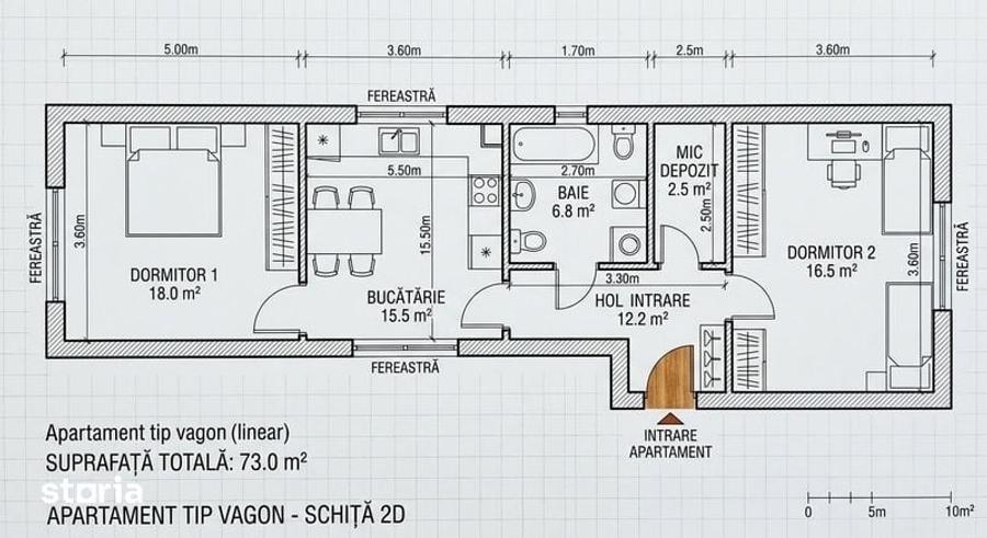 Apartament cu 2 camere în Mărăști