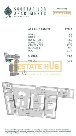 Apartament cu 3 camere semidecomandat în Central