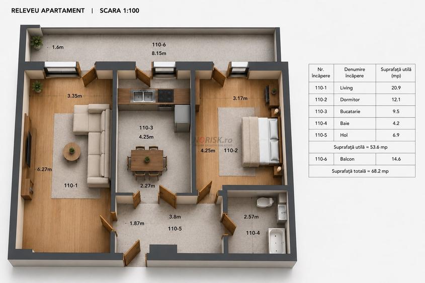Apartament cu 2 camere decomandat în Theodor Pallady