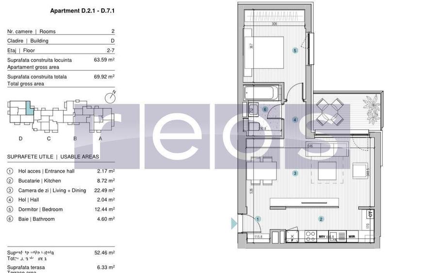VANZARE APARTAMENT 2 CAMERE | STRAULESTI | 64MP | TERASA | COMPLEX NOU - 3