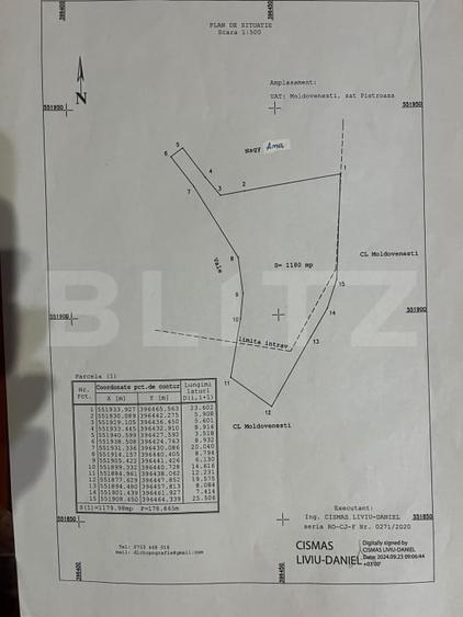 Teren Construcții intravilan de 1180 mp, în Pietroasa
