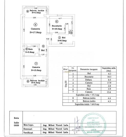 Apartament cu 2 camere semidecomandat, mobilat în Lipovei