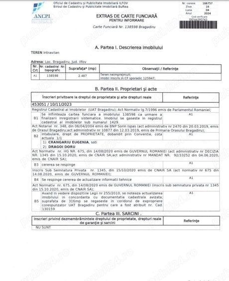 Teren de 2487 mp, în Central