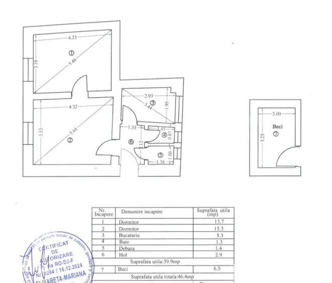 Ap. 2 camere, 40 mp, parter, Bld. Carol I, pretabil sediu firma - 1