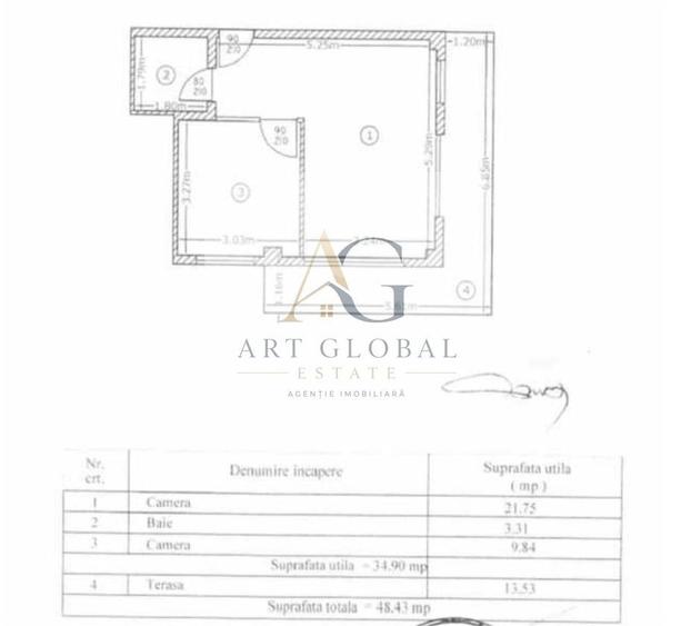 Apartament cu 2 camere semidecomandat, mobilat în Militari