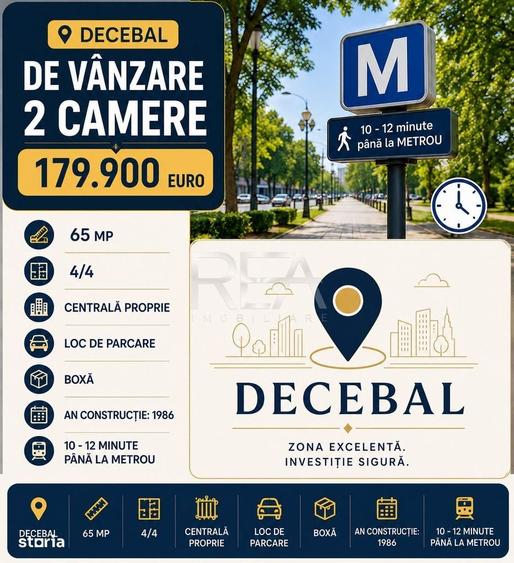 2 camere Decebal decomandat, centrala, parcare, an 1986, 65 mp, boxa - 2