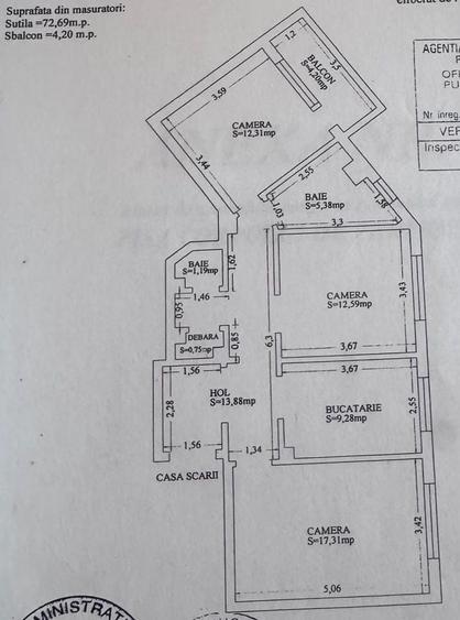 Apartament cu 3 camere decomandat, mobilat în Tomis III