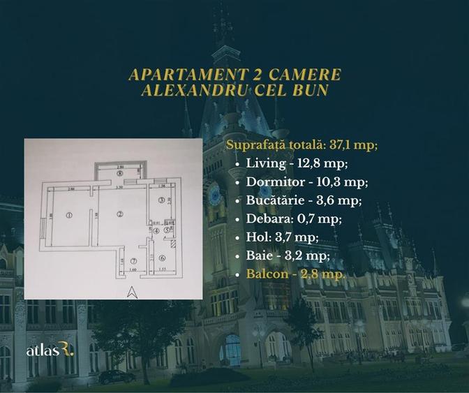 Apartament cu 2 camere nedecomandat, mobilat în Alexandru cel Bun