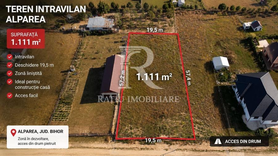 Teren Construcții intravilan de 1111 mp, în Alparea