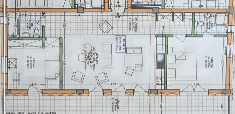 Apartament cu 3 camere decomandat în Centura