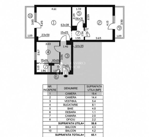 Apartament 2 camere 65 mp Etaj 1 | bloc 1986 | Baicului –Doamna Ghica - 10
