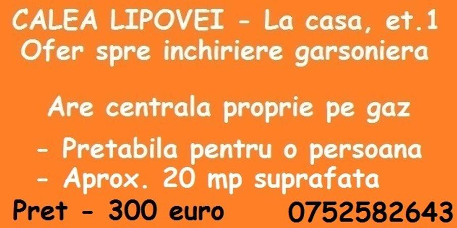Garsonieră nedecomandată în Lipovei