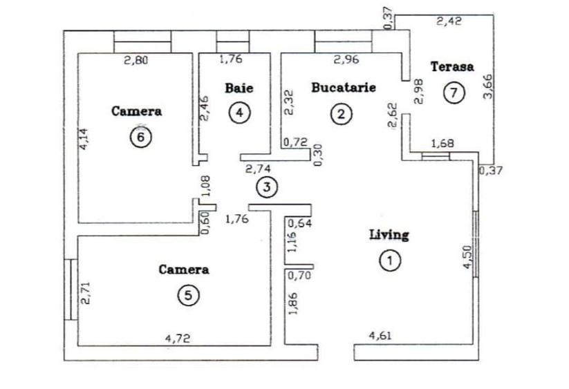 Apartament cu 3 camere semidecomandat, mobilat în Dumbrăvița