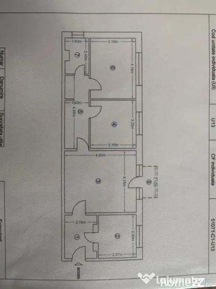 Apartament cu 3 camere semidecomandat în Central