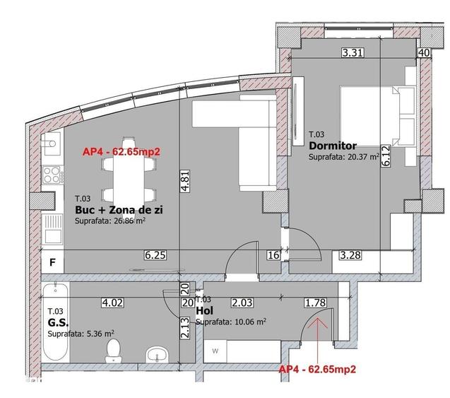 Apartament cu 2 camere în Morăreni