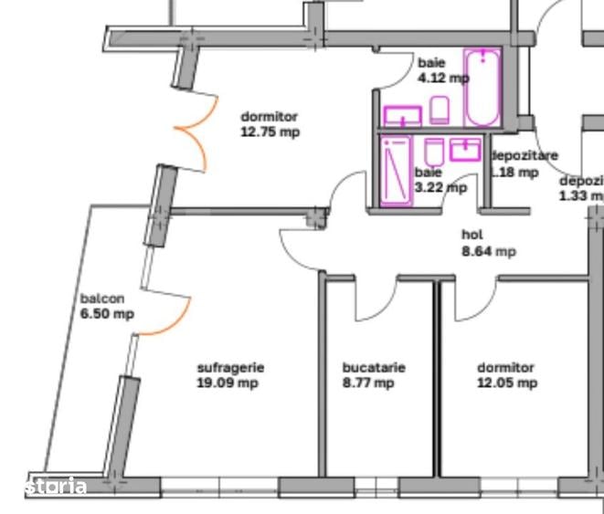 Apartament cu 3 camere în Central