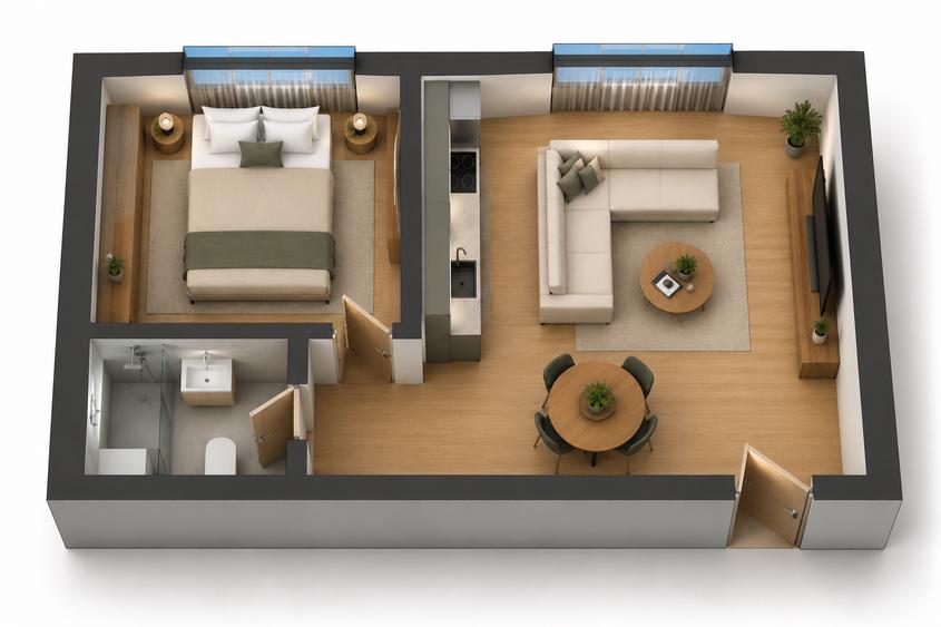 Apartament cu 2 camere semidecomandat în Barbu Văcărescu