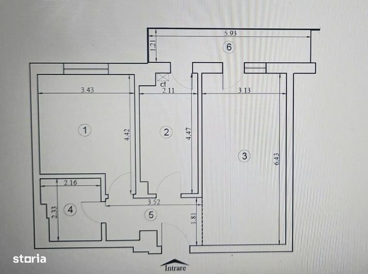 Apartament cu 2 camere decomandat în Central