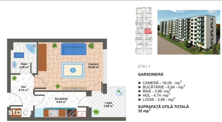 Garsonieră în Apărătorii Patriei