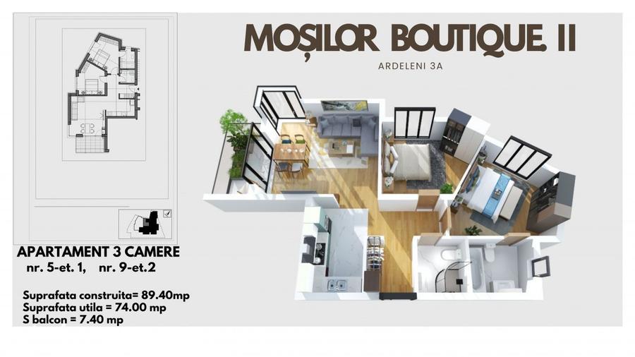 Apartament cu 3 camere decomandat în Dacia