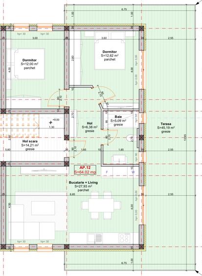 Penthouse cu 3 camere decomandat, mobilat în Braytim