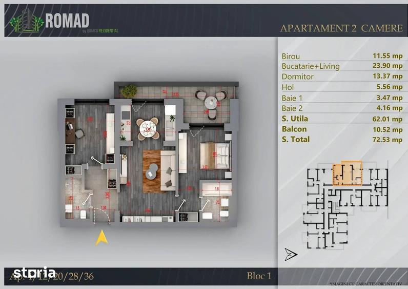 Apartament cu 2 camere în Industriilor