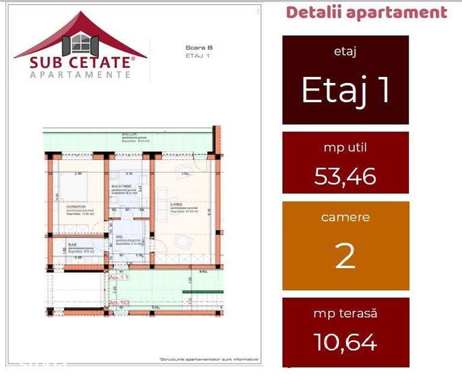 Apartament cu 2 camere decomandat în Sânpetru