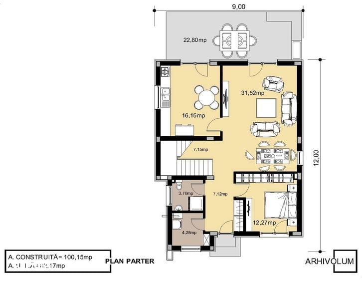 Casă cu 5 camere cu Teren 379 Mp în Central