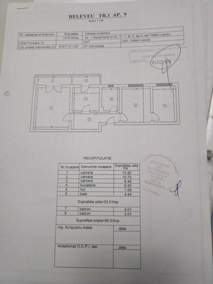 Apartament cu 3 camere semidecomandat în Valea Lupului