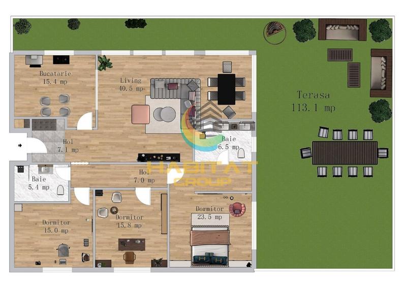 Penthouse cu 4 camere decomandat în Metalurgiei