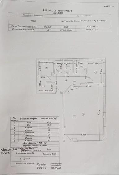 Apartament cu 3 camere decomandat în Central