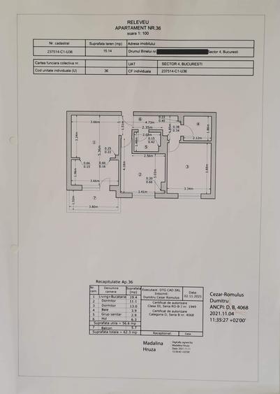 Apartament cu 3 camere decomandat în Central