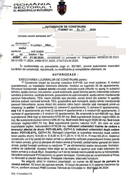 PROIECT AUTORIZAT SECTORUL 1, P+5 , 35 apartamente, 42 locuri parcare - 9