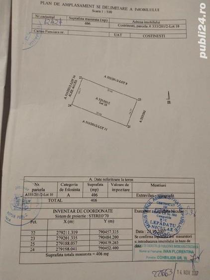 Teren de 406 mp, în Central