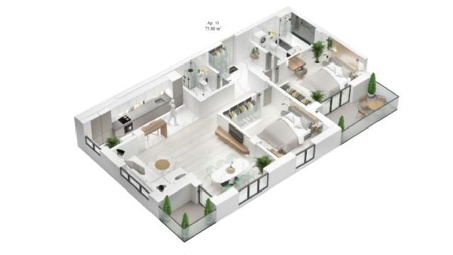 Apartament cu 3 camere decomandat în Central