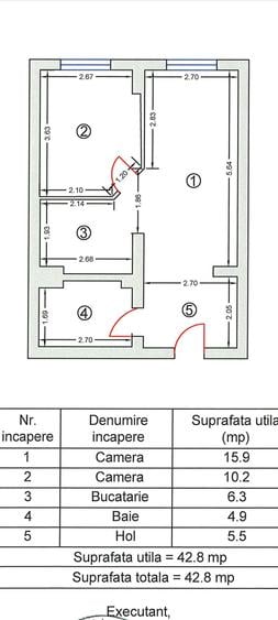 Apartament cu 2 camere decomandat, mobilat în Broscărie