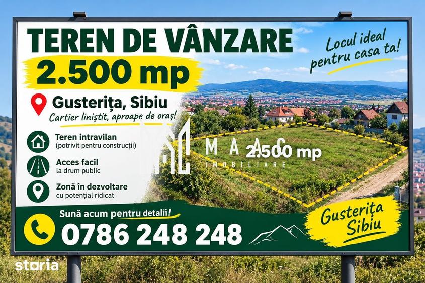 Teren de 2500 mp, în Gușterița