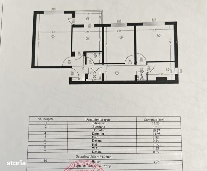 Apartament cu 3 camere decomandat în Popa Șapcă