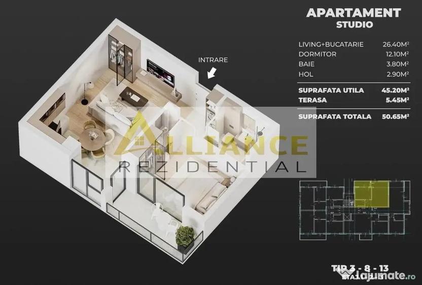 Apartament 2 camere Tip Studio Alliance Rezidential Sosea... - Popesti Leordeni (Bucuresti-Ilfov) - 5
