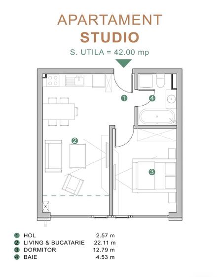Apartament cu 3 camere în Militari