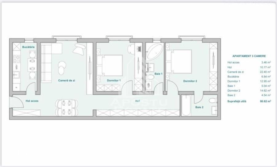 Apartament cu 3 camere în Plopi